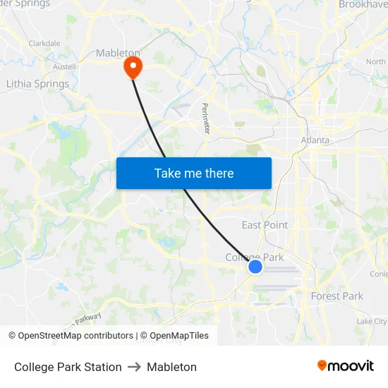 College Park Station to Mableton map