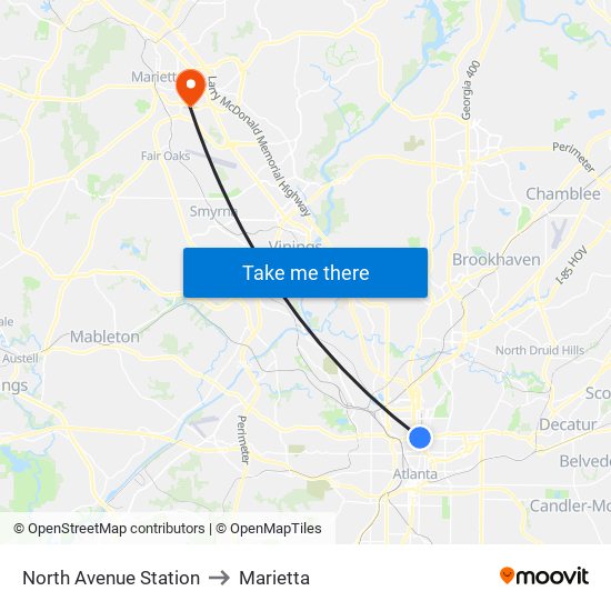 North Avenue Station to Marietta map
