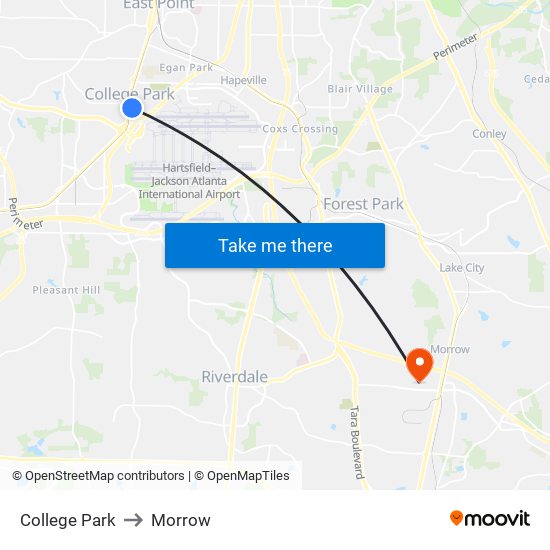 College Park to Morrow map