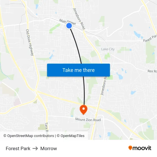 Forest Park to Morrow map