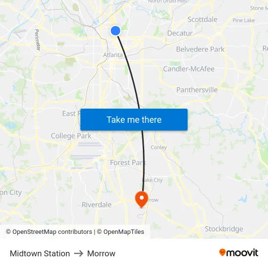 Midtown Station to Morrow map