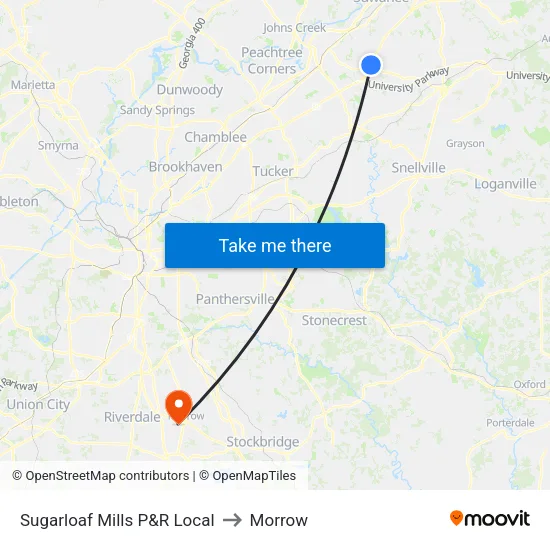 Sugarloaf Mills P&R Local to Morrow map