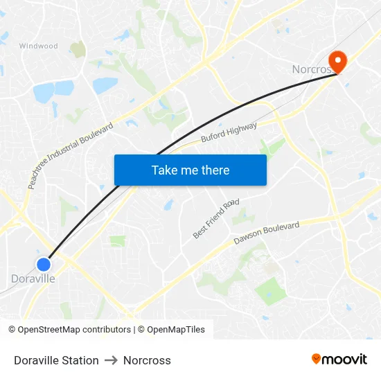 Doraville Station to Norcross map