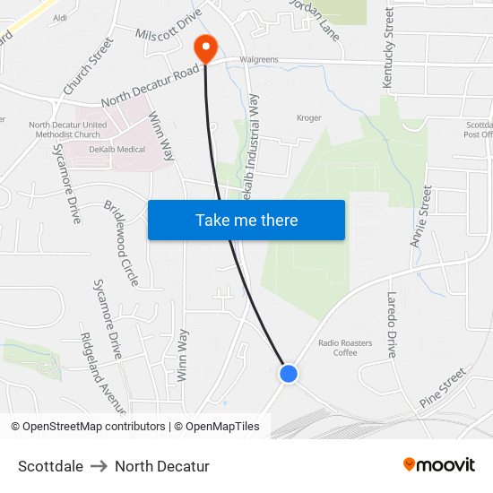 Scottdale to North Decatur map