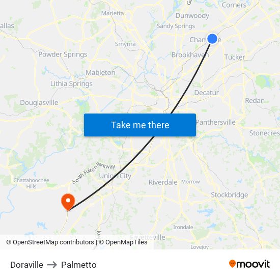 Doraville to Palmetto map