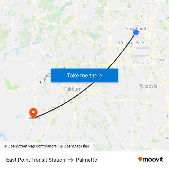 East Point Transit Station to Palmetto map