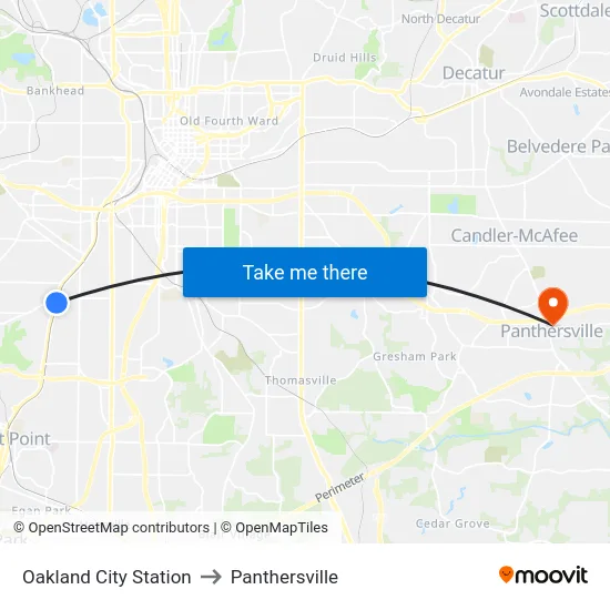 Oakland City Station to Panthersville map