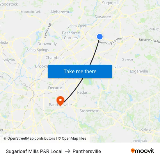 Sugarloaf Mills P&R Local to Panthersville map