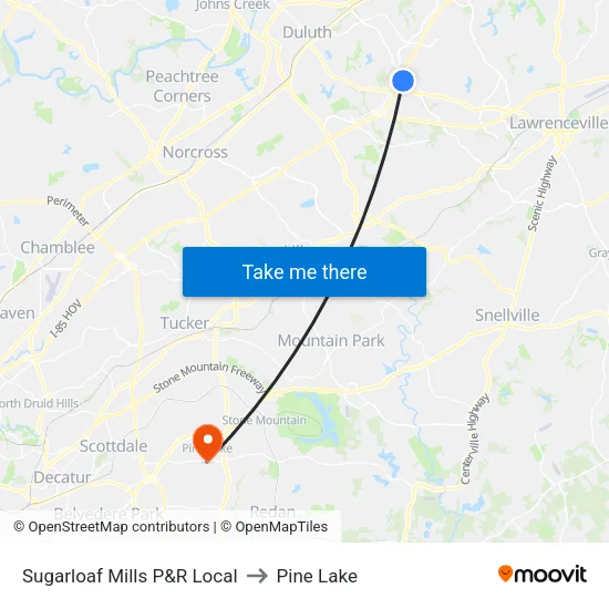 Sugarloaf Mills P&R Local to Pine Lake map