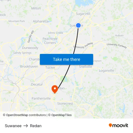 Suwanee to Redan map