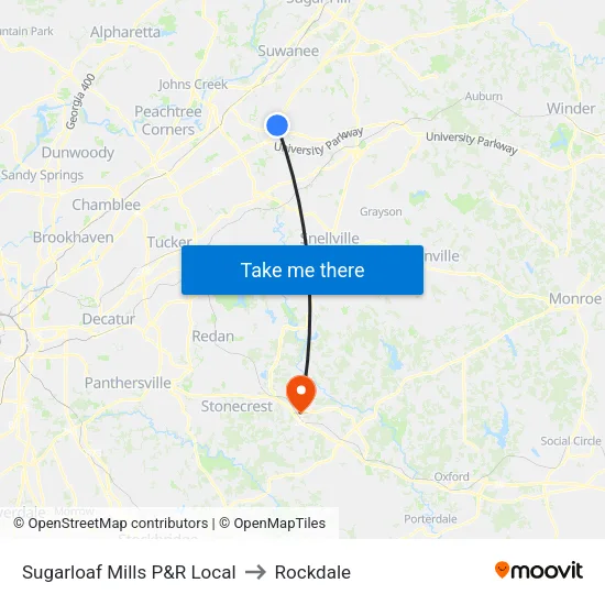 Sugarloaf Mills P&R Local to Rockdale map