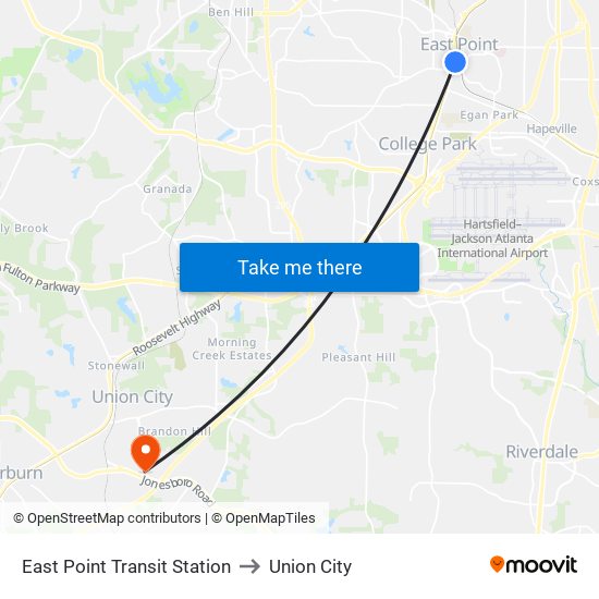 East Point Transit Station to Union City map