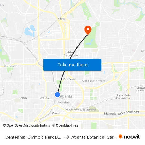 Centennial Olympic Park Dr NW to Atlanta Botanical Garden map