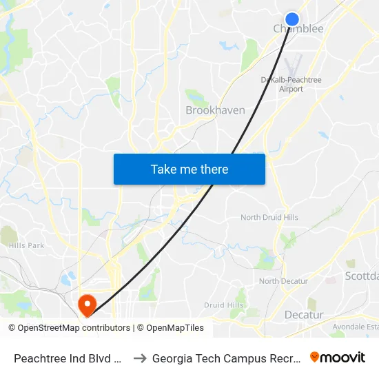 Peachtree Ind Blvd @ Broad St to Georgia Tech Campus Recreation Center map