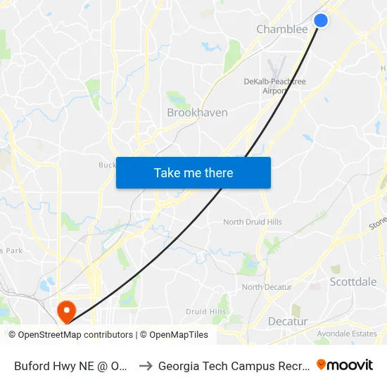 Buford Hwy NE @ Oakmont Ave to Georgia Tech Campus Recreation Center map