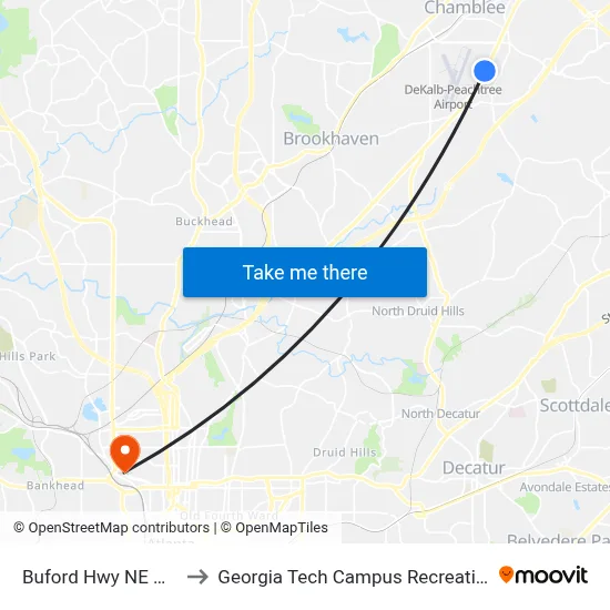Buford Hwy NE @ 4770 to Georgia Tech Campus Recreation Center map