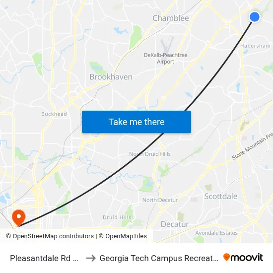 Pleasantdale Rd @ 3930 to Georgia Tech Campus Recreation Center map