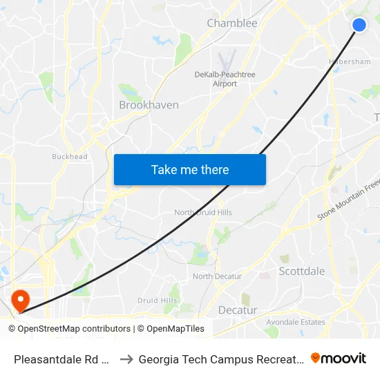 Pleasantdale Rd @ 3722 to Georgia Tech Campus Recreation Center map