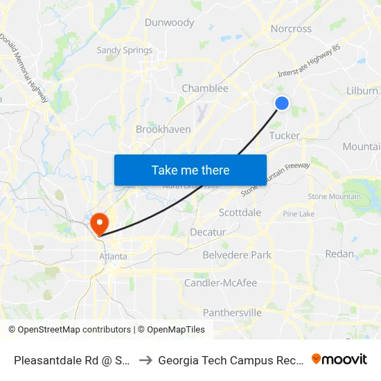 Pleasantdale Rd @ Shadow Walk to Georgia Tech Campus Recreation Center map