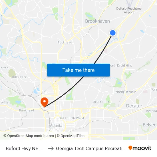 Buford Hwy NE @ 3580 to Georgia Tech Campus Recreation Center map