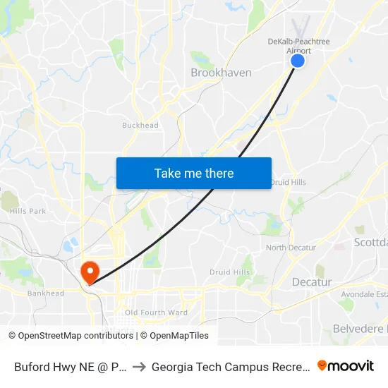 Buford Hwy NE @ Plaster Rd to Georgia Tech Campus Recreation Center map