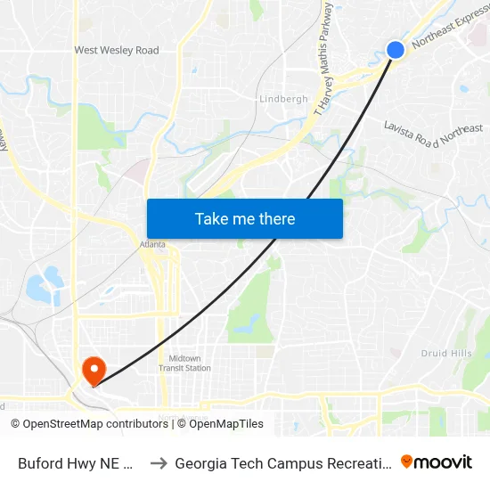 Buford Hwy NE @ 2750 to Georgia Tech Campus Recreation Center map