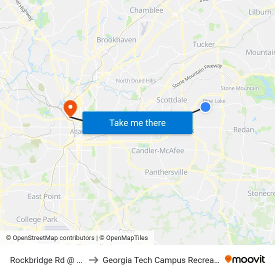 Rockbridge Rd @ Rays Rd to Georgia Tech Campus Recreation Center map