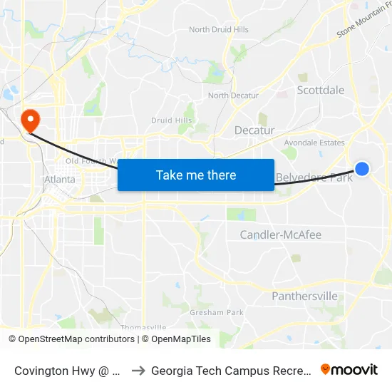 Covington Hwy @ Porter Rd to Georgia Tech Campus Recreation Center map