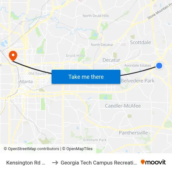 Kensington Rd @ 3560 to Georgia Tech Campus Recreation Center map