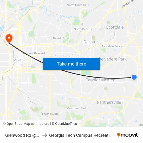 Glenwood Rd @ 4371 to Georgia Tech Campus Recreation Center map