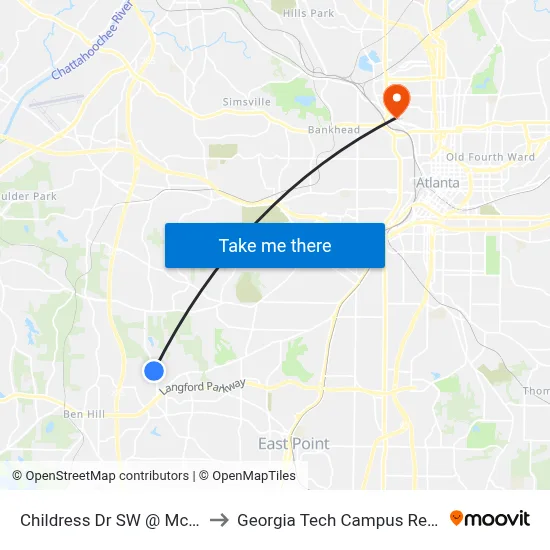 Childress Dr SW @ Mcmurray Dr SW to Georgia Tech Campus Recreation Center map