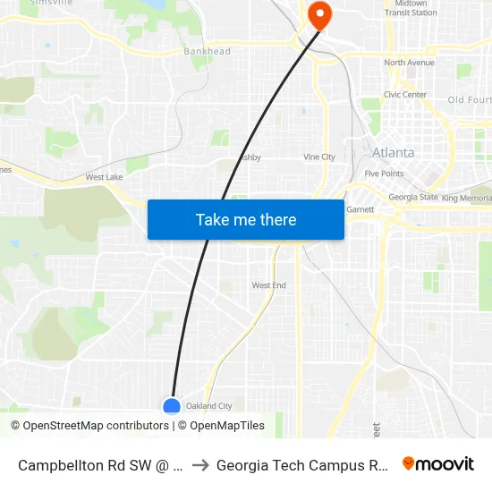 Campbellton Rd SW @ Lorenzo Dr SW to Georgia Tech Campus Recreation Center map