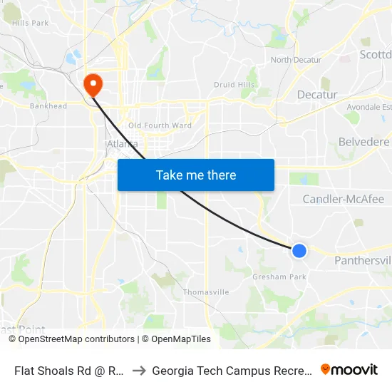 Flat Shoals Rd @ Rexford Dr to Georgia Tech Campus Recreation Center map