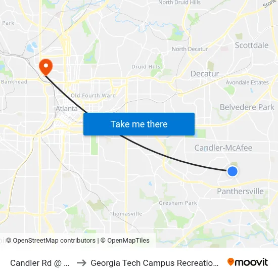 Candler Rd @ 2365 to Georgia Tech Campus Recreation Center map