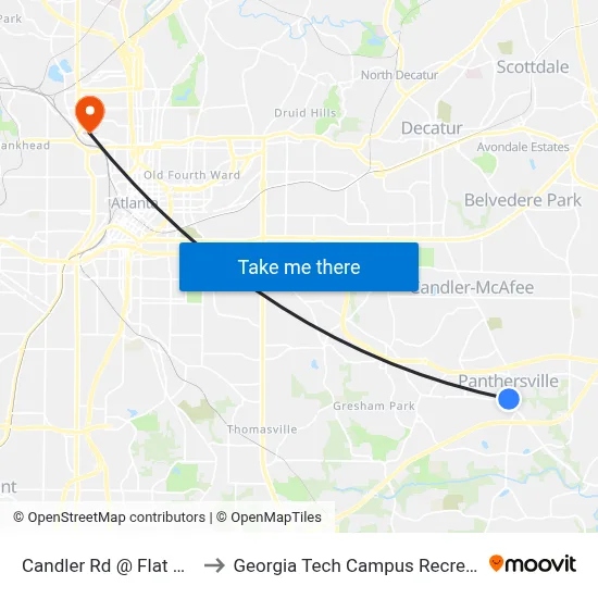Candler Rd @ Flat Shoals Rd to Georgia Tech Campus Recreation Center map