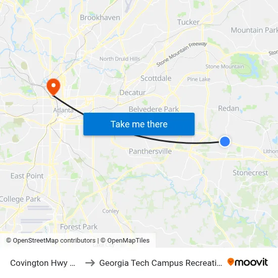 Covington Hwy @ 6049 to Georgia Tech Campus Recreation Center map