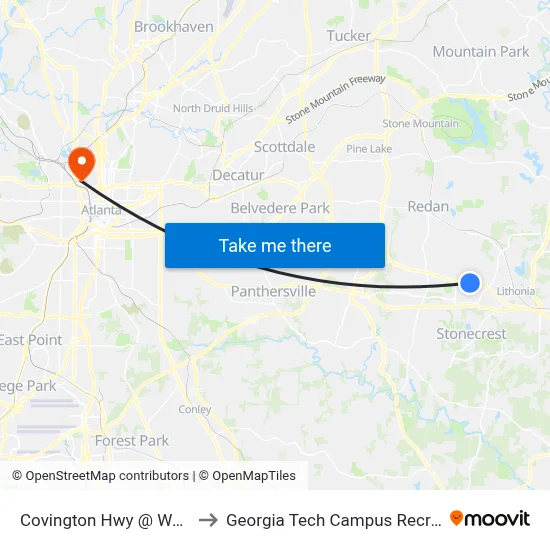 Covington Hwy @ Wellington Cir to Georgia Tech Campus Recreation Center map