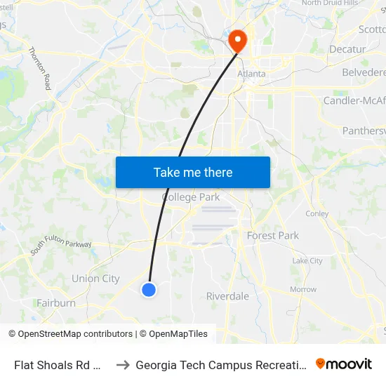 Flat Shoals Rd @ 3060 to Georgia Tech Campus Recreation Center map