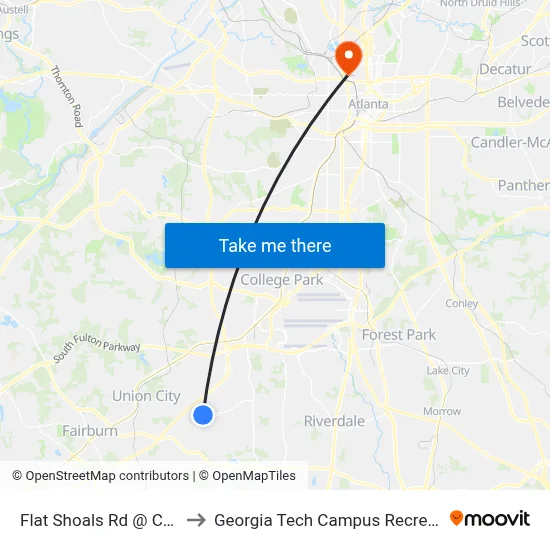 Flat Shoals Rd @ Connell Rd to Georgia Tech Campus Recreation Center map