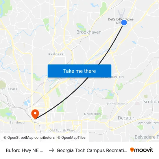 Buford Hwy NE @ 4416 to Georgia Tech Campus Recreation Center map
