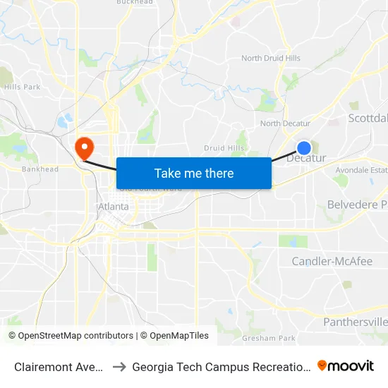 Clairemont Ave@441 to Georgia Tech Campus Recreation Center map