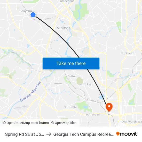 Spring Rd SE at Jonquil Dr to Georgia Tech Campus Recreation Center map