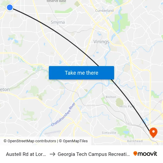 Austell Rd at Lorene Dr to Georgia Tech Campus Recreation Center map