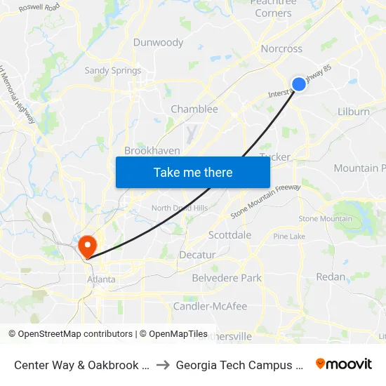 Center Way & Oakbrook Summit Entrance to Georgia Tech Campus Recreation Center map