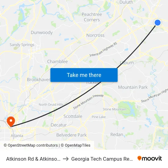 Atkinson Rd & Atkinson Park Dr Ob to Georgia Tech Campus Recreation Center map
