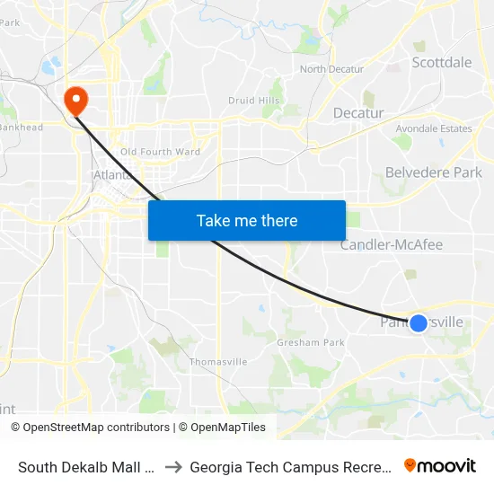 South Dekalb Mall (Macy'S) to Georgia Tech Campus Recreation Center map