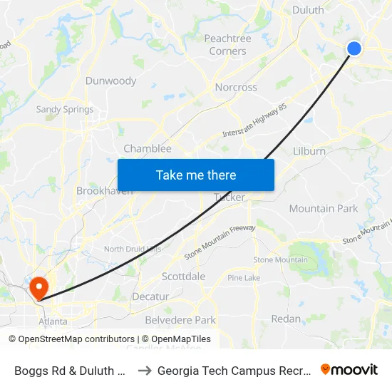 Boggs Rd & Duluth Hwy 120 Ib to Georgia Tech Campus Recreation Center map