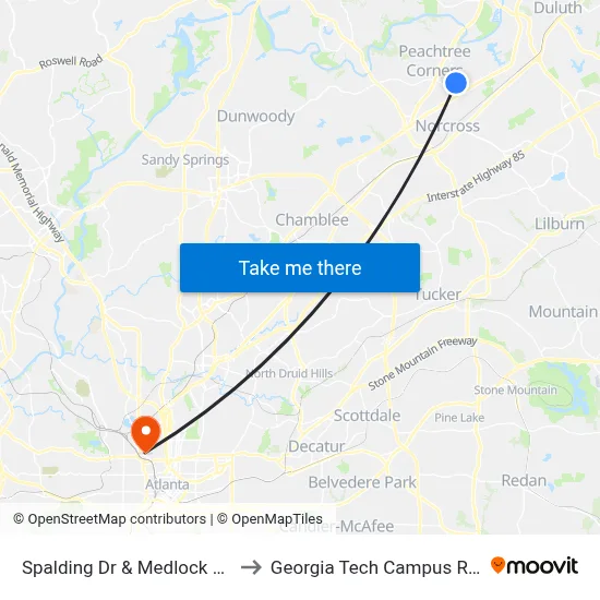 Spalding Dr & Medlock Bridge Rd (Citgo) to Georgia Tech Campus Recreation Center map