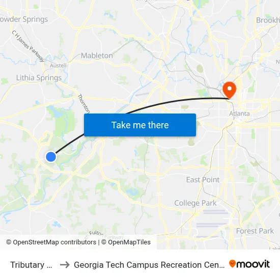 Tributary Ob to Georgia Tech Campus Recreation Center map
