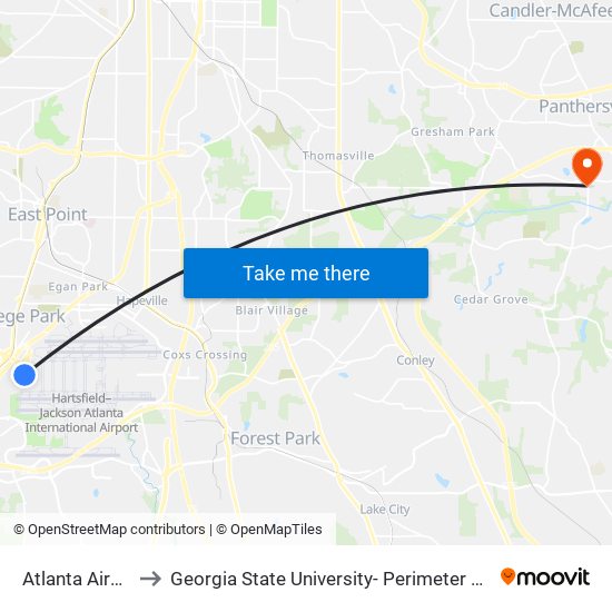 Atlanta Airport to Georgia State University- Perimeter College map